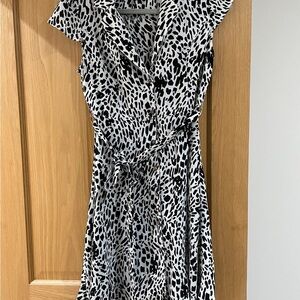 QED London Monochrome Animal Print Midi Dress